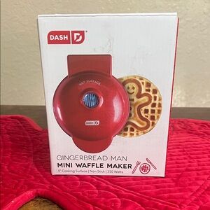 Dash Red Mini Gingerbread Waffle Maker